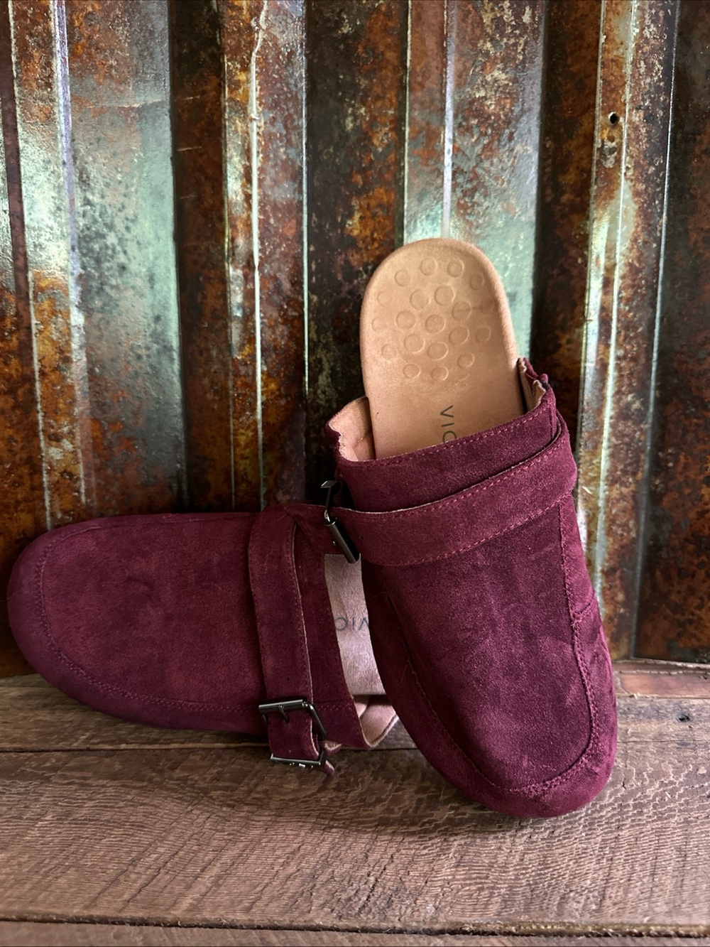 Vionic Tanya Burgundy Suede Slip-On Mules Womens 12